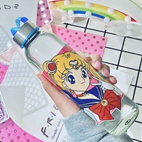 Botella De Vidrio Decorada - Estilo: Sailor y Luna Botella De Vidrio Decorada - Estilo: Sailor y Luna