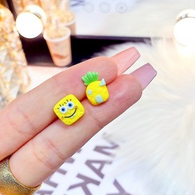 Aretes De Pasta Flexible Hechos A Mano - Estilo: Bob Esponja Aretes De Pasta Flexible Hechos A Mano - Estilo: Bob Esponja