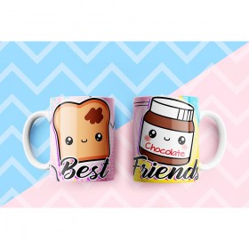 Dúo De Tazas Sublimadas - Estilo: Best Friends Kawaii Foto de Dúo De Tazas Sublimadas - Estilo: Best Friends Kawaii