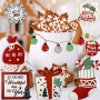 12 piezas Decorativas Con Bandeja De Madera - Estilo: Navidad