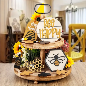 1 Set De 10 Piezas Decorativas Con Bandeja De Madera - Estilo: Honey Bee Foto de 1 Set De Piezas Decorativas Con Bandeja De Madera - Estilo: Honey Bee
