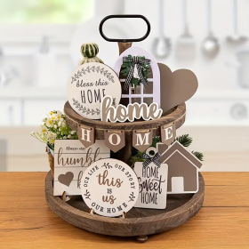 1 Set De Piezas Decorativas Con Bandeja De Madera - Estilo: Home 1 Set De Piezas Decorativas Con Bandeja De Madera - Estilo: Home