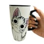 Taza de Cerámica con Tapa 600ml - Estilo Gato Chizu Anime