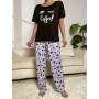 Pijama Conjunto de 2 Piezas Adulto - Estilo: Lashes Coffee