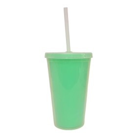 Vaso Económico de Plástico con Popote 600 ml