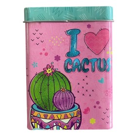 Lata Metálica Con Tapa - Estilo: Cactus Foto de Lata Metálica Con Tapa - Estilo: Cactus