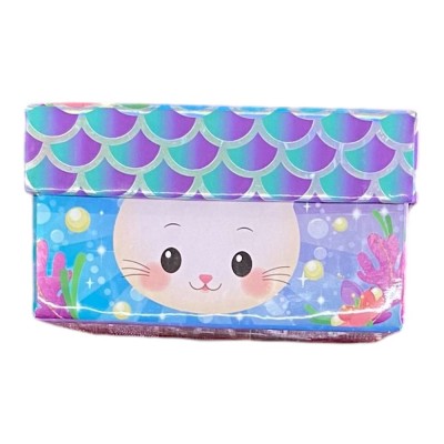 Caja De Cartón Decorativa - Estilo: Mermaid Cat