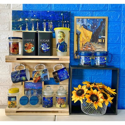 Foto de Estación de Café - Estilo: Van Gogh Art con Mueble de Madera Incluido | ¡Envío Gratis!