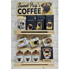 Estación de Café - Estilo: Sweet Pug con Mueble de Madera Incluido | ¡Envío Gratis! Estación de Café - Estilo: Sweet Pug con Mueble de Madera Incluido | ¡Envío Gratis!