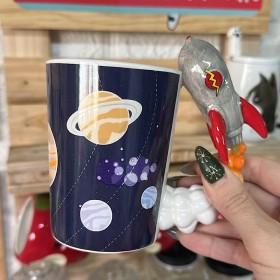 Taza 3d Cerámica - Estilo: Nave Espacial