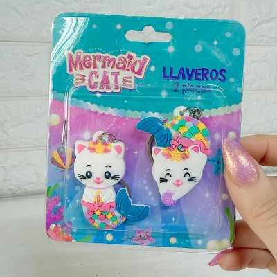 Foto de Set De 2 Piezas De Llaveros - Estilo: Mermaid Cat