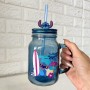 Tarro de Vidrio con tapa y popote Estilo: Stitch