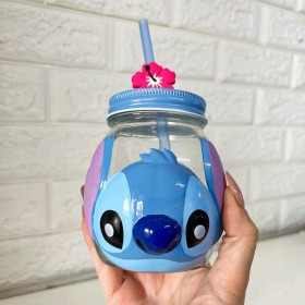 foto de Vaso de Vidrio Con Tapa Y Popote - Estilo: Stitch